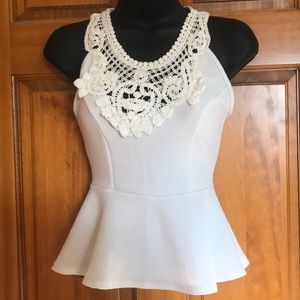 Charlotte Russe White Peplum Top